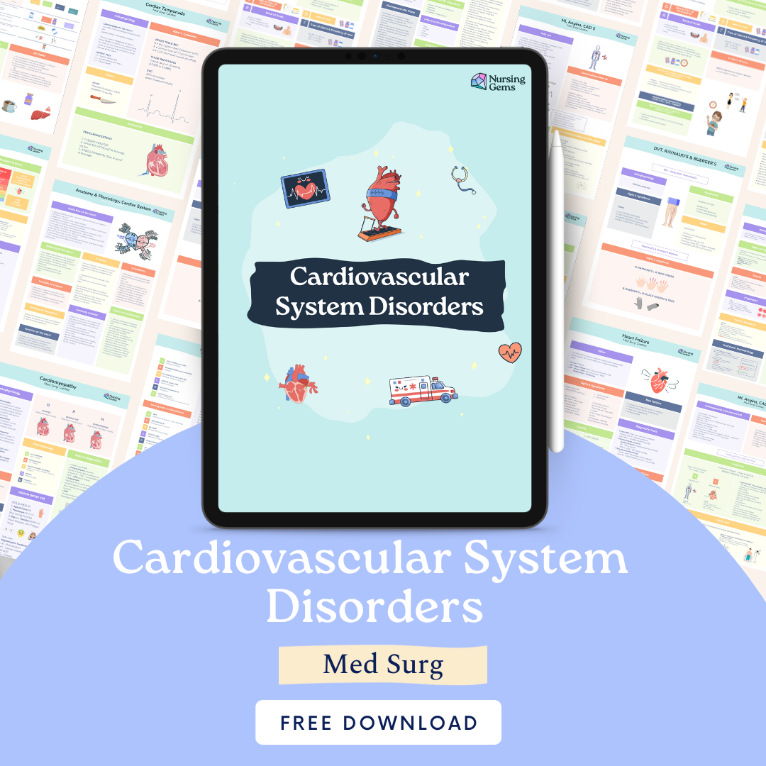 Cardiovascular System Disorders - Cheat Sheet