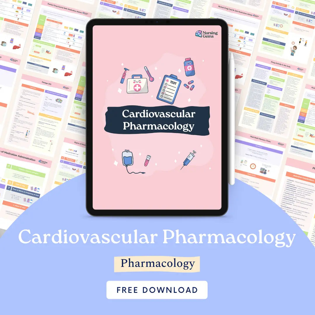 Cardiovascular pharmacology cheat sheet for nursing students - Nursing Gems