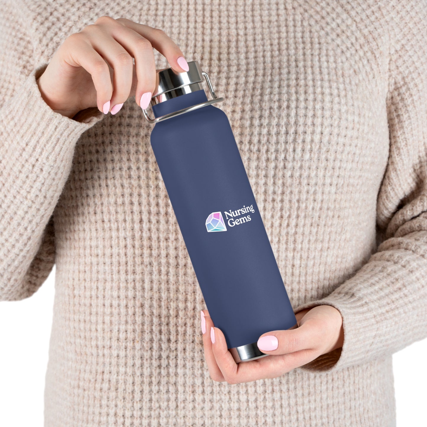 Nursing Gems Insulated Water Bottle - 22oz Copper Vacuum Flask